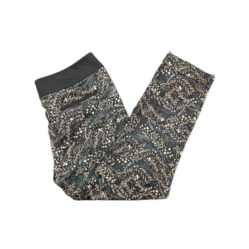 Ann Taylor LOFT Floral Dress Pants Black Cropped Lightweight Women's Size 6